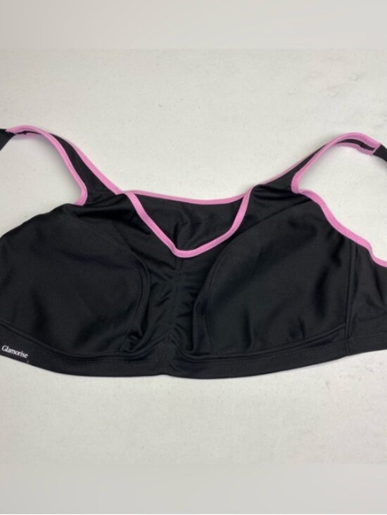 Glamorise Other - Glamorise 1066 Black Pink Trim No-Bounce Cami Wireless Sports Bra 42DD *P1040